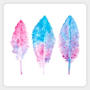 Elegant vector background with watercolor drawing feathers. Sticker